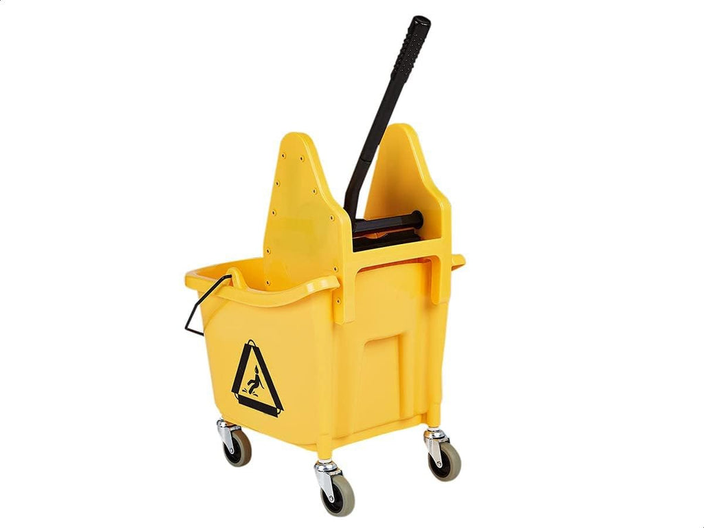 Rectangular Mop Bucket with Down Press Wringer Combo, 35-Quart, Yellow R48680