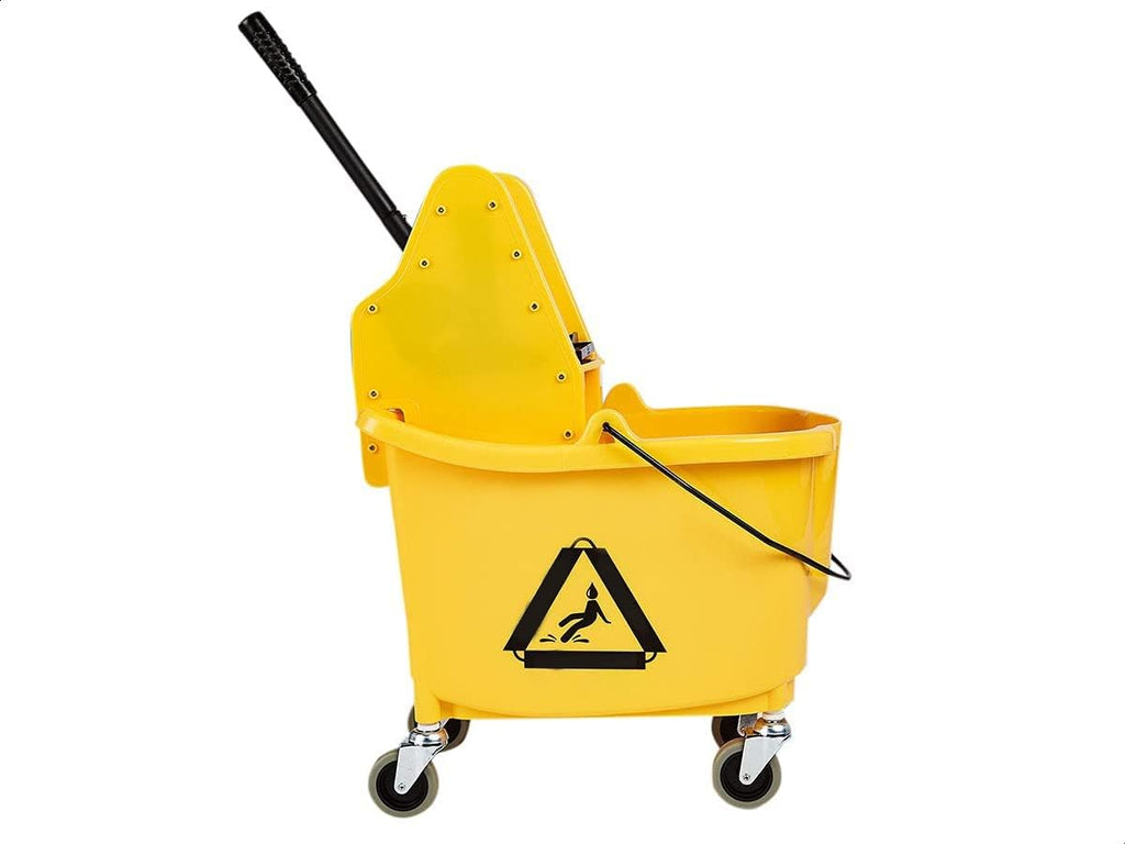 Rectangular Mop Bucket with Down Press Wringer Combo, 35-Quart, Yellow R48680