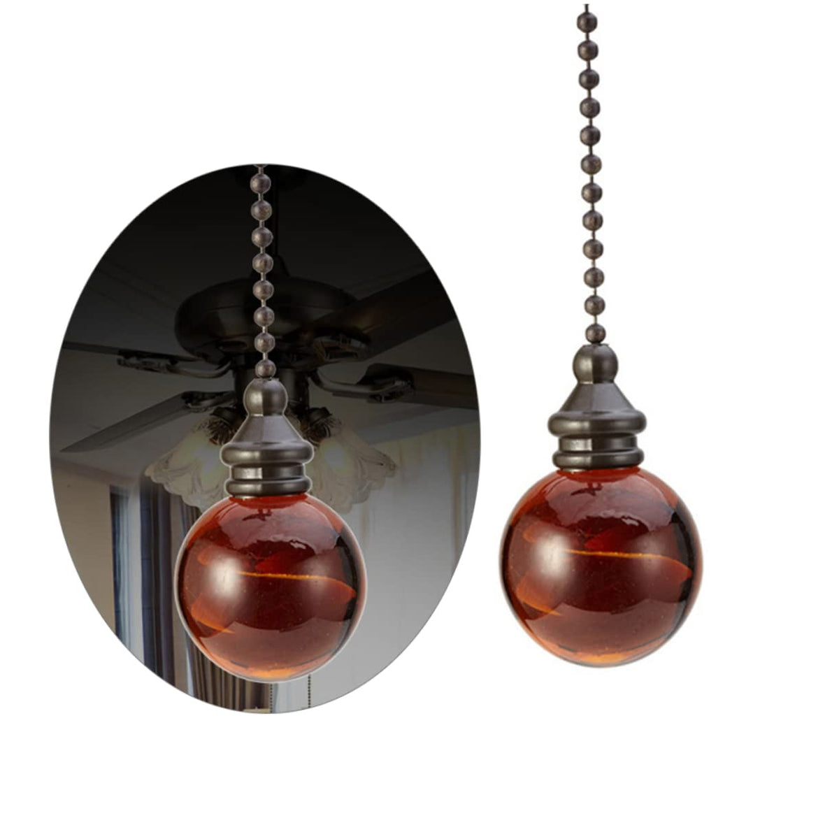 Glass Ball Chain Pendant Ornament 2 Pcs J475764