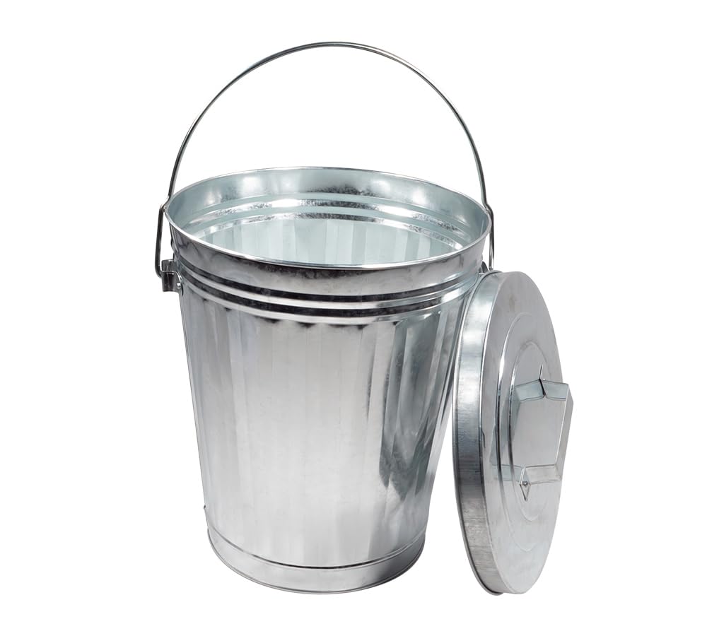4 Gallon Galvanized Steel Trash Can with Lid C7715
