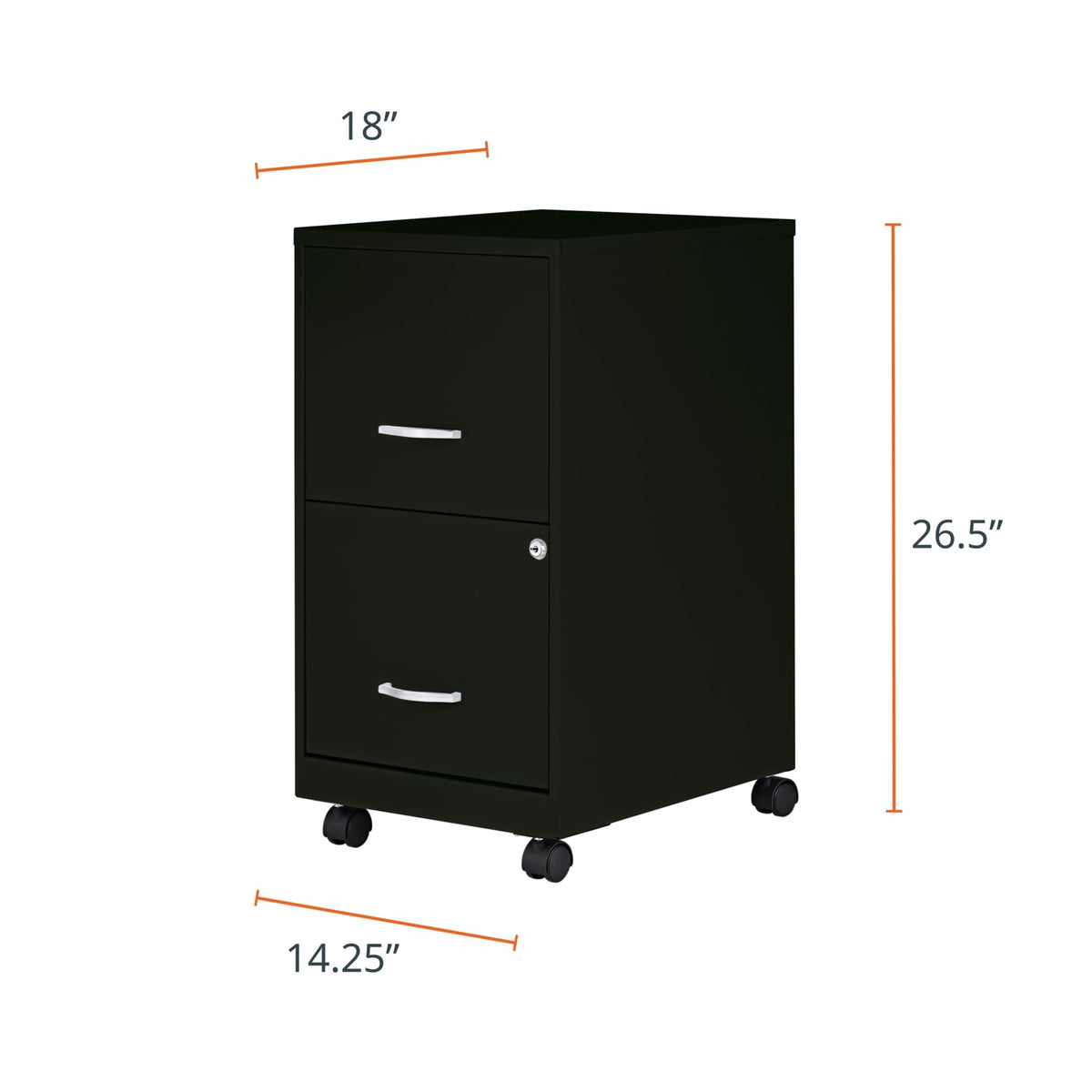 2-Drawer Mobile File Cabinet, Black W86645