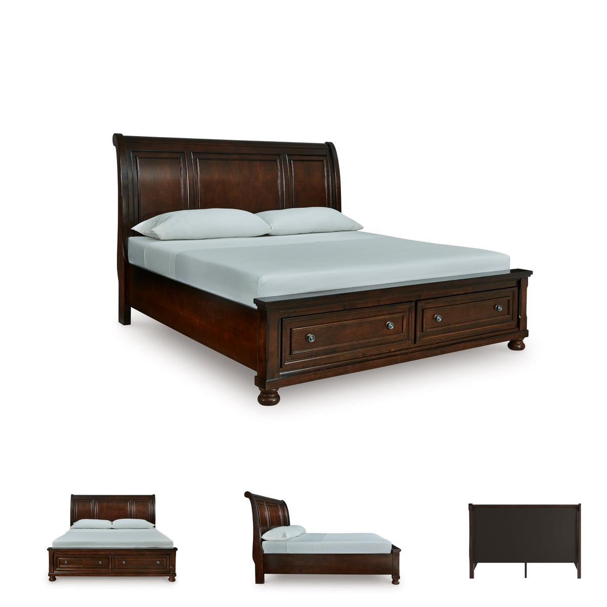 Cal King Sleigh Bed Frame with Storage D3330
