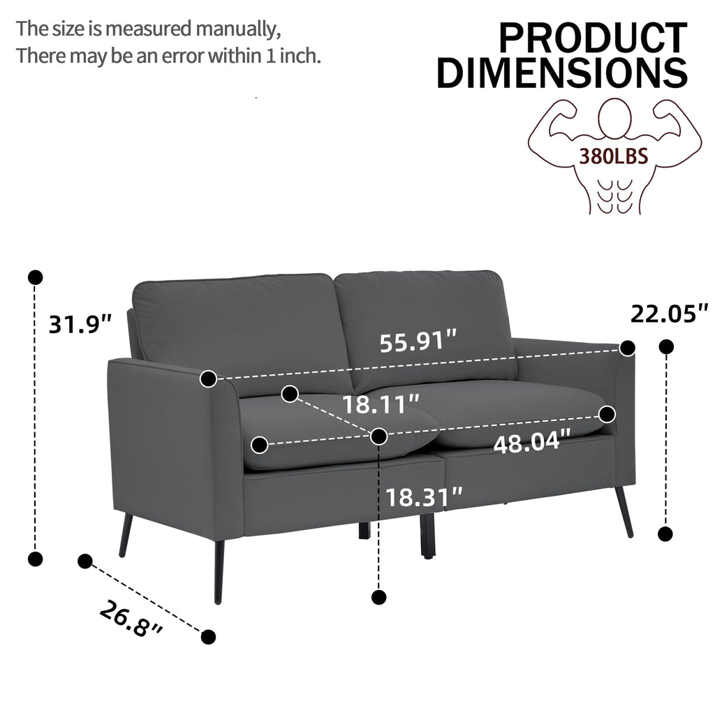 Light Gray 2 Seater Loveseat Sofa Q49084