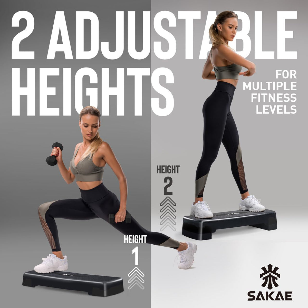 Adjustable Aerobic Stepper Kit with Dumbbells & Kettlebell & Weightlifting Belt & Measuring Tape R27061