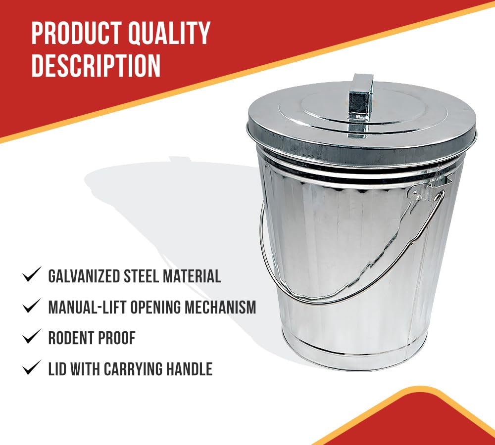 4 Gallon Galvanized Steel Trash Can with Lid C7715