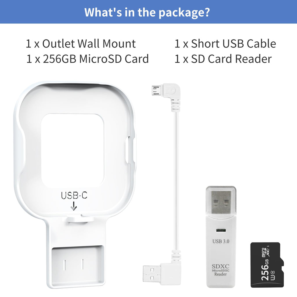256GB MicroSD Card and Wall Mount with USB-C Cable V921