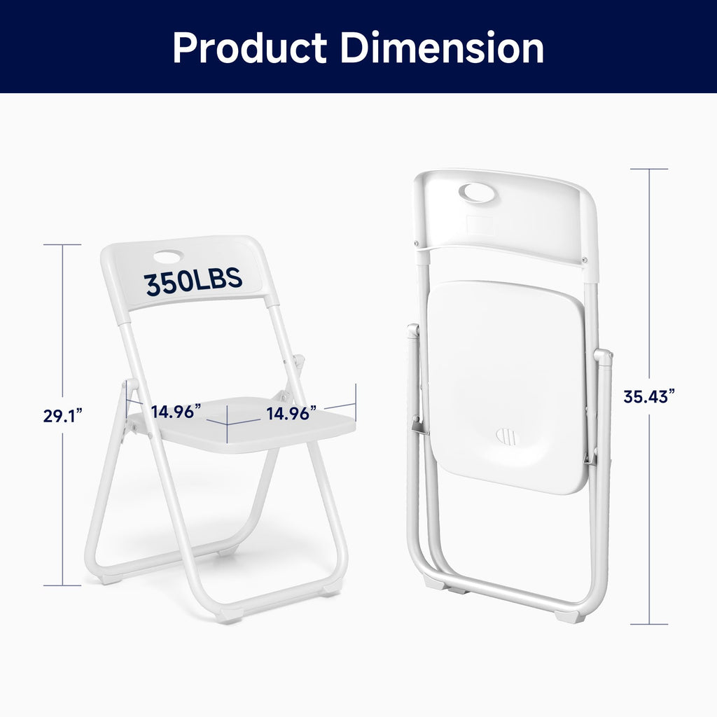 White Plastic Folding Chairs, 10 Pack O88206