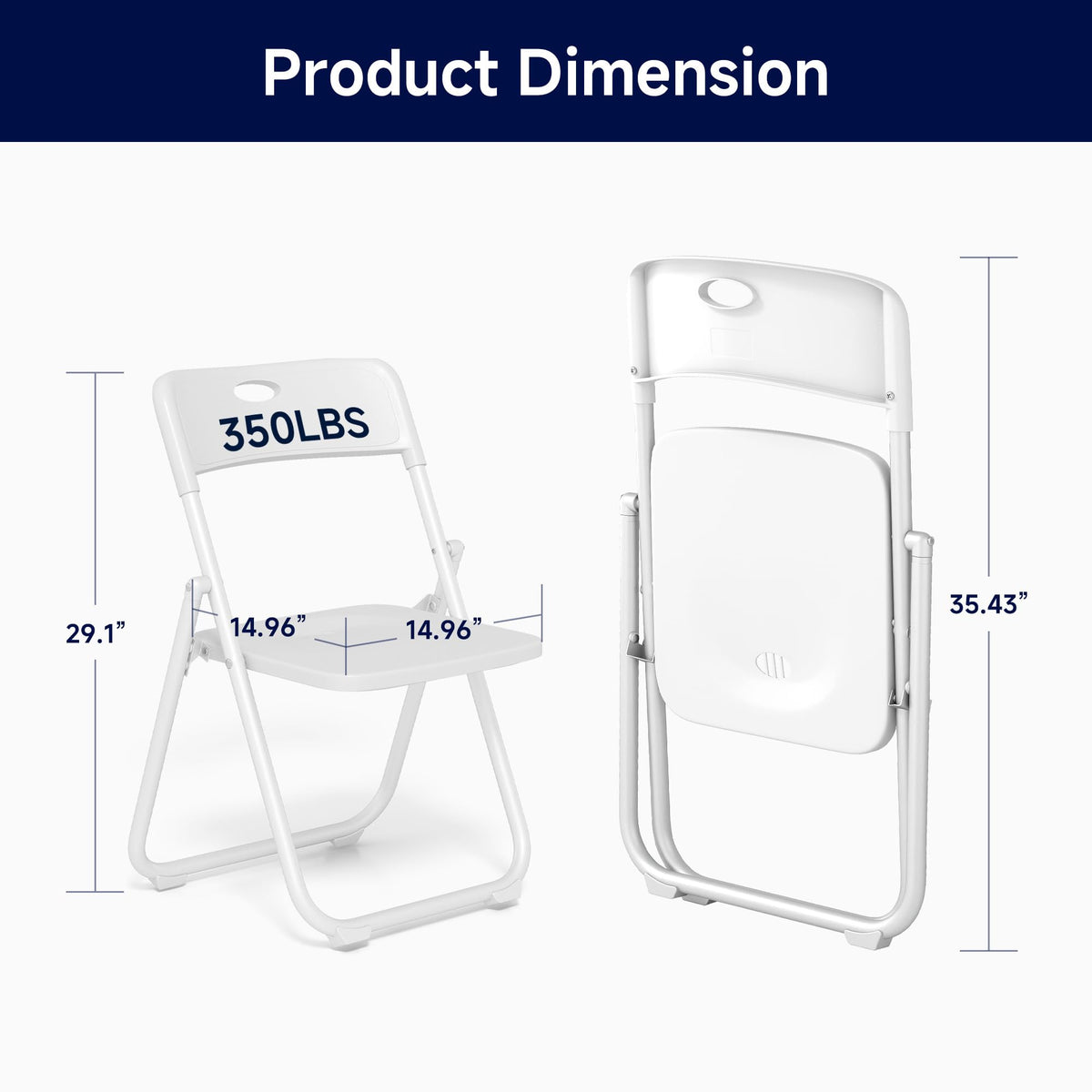 White Plastic Folding Chairs, 10 Pack O88206