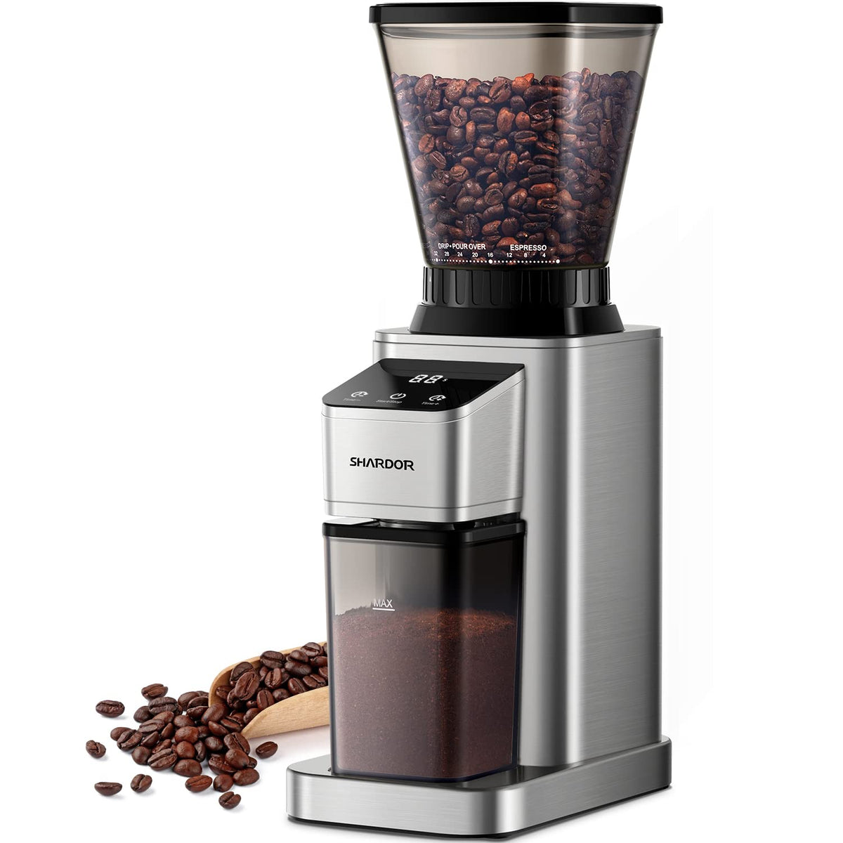 Conical Burr Coffee Bean Grinder, 48 Settings, Silver C836