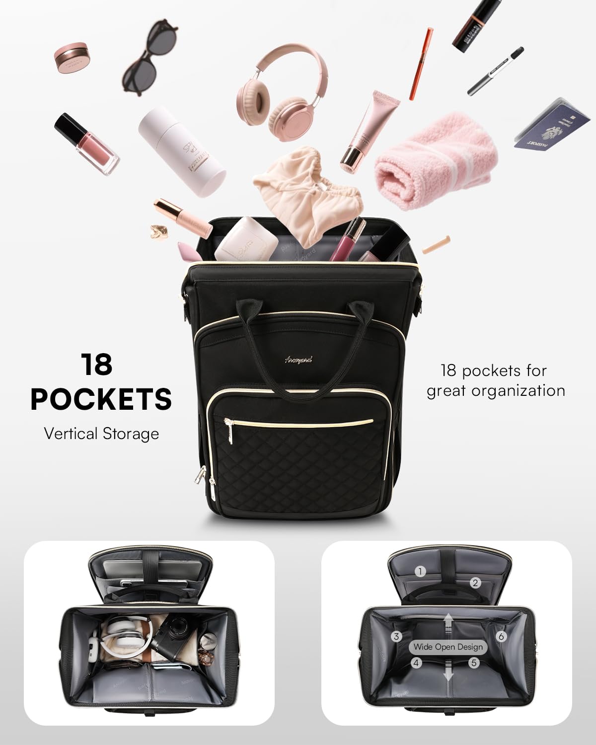 Black Rolling Backpack with Wheels G274326