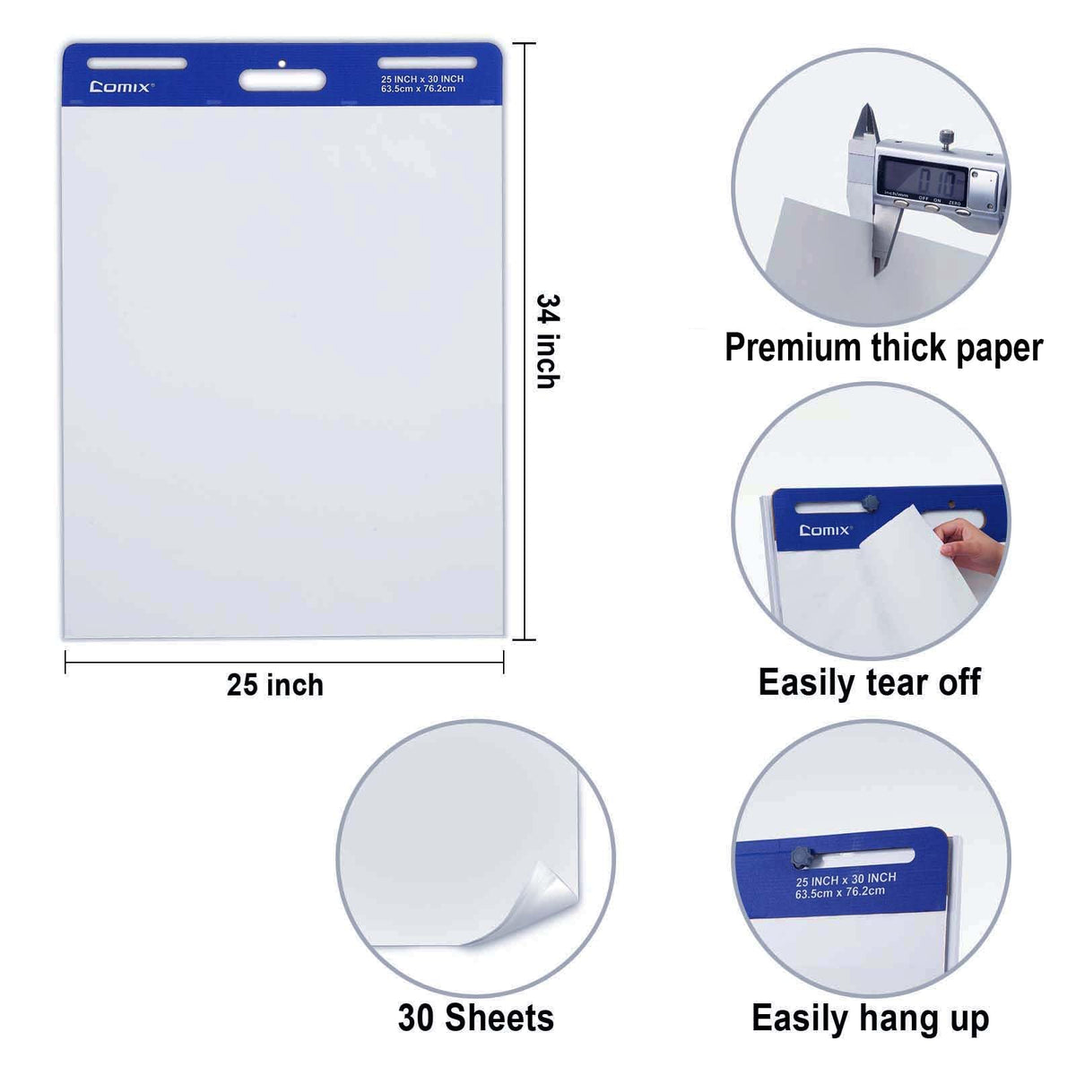25 x 30 Inch Flip Chart Pad, 30 Sheets, 4 Pads Q511233