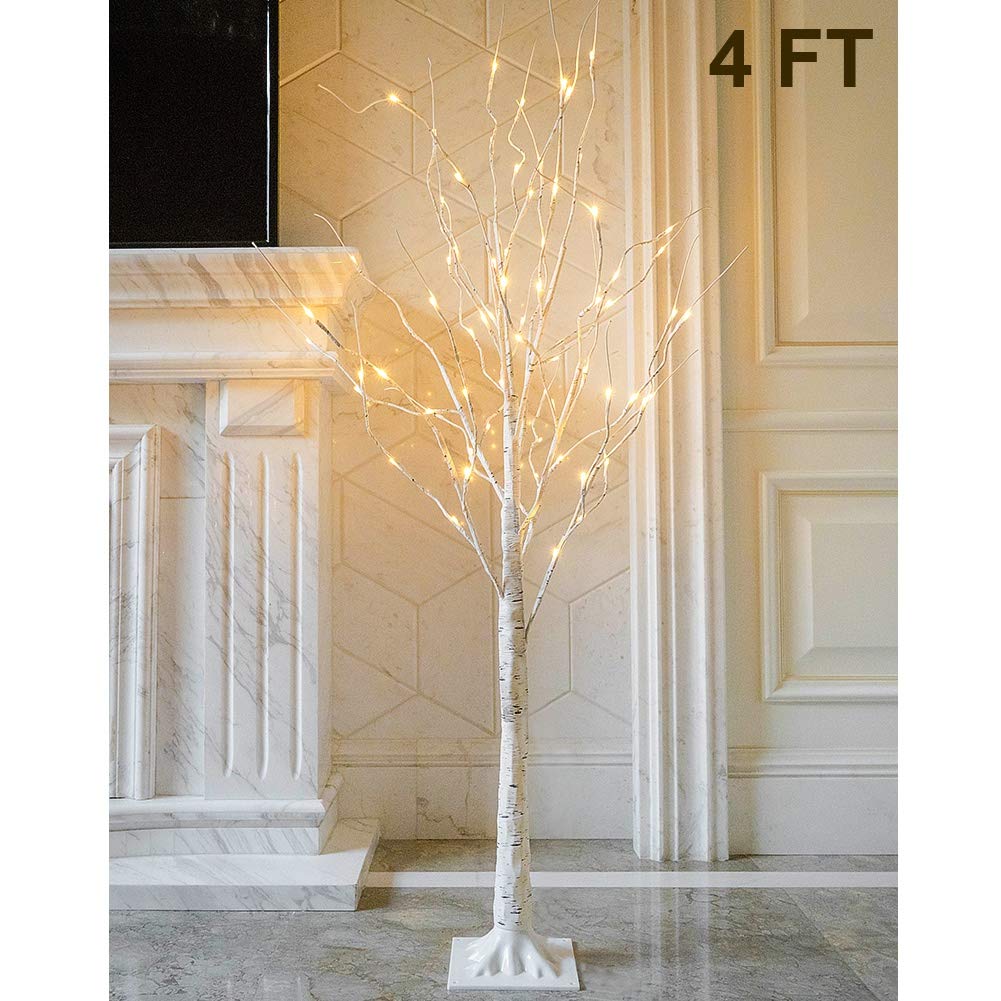 48 LED Lighted Birch Tree 4 Feet E58737