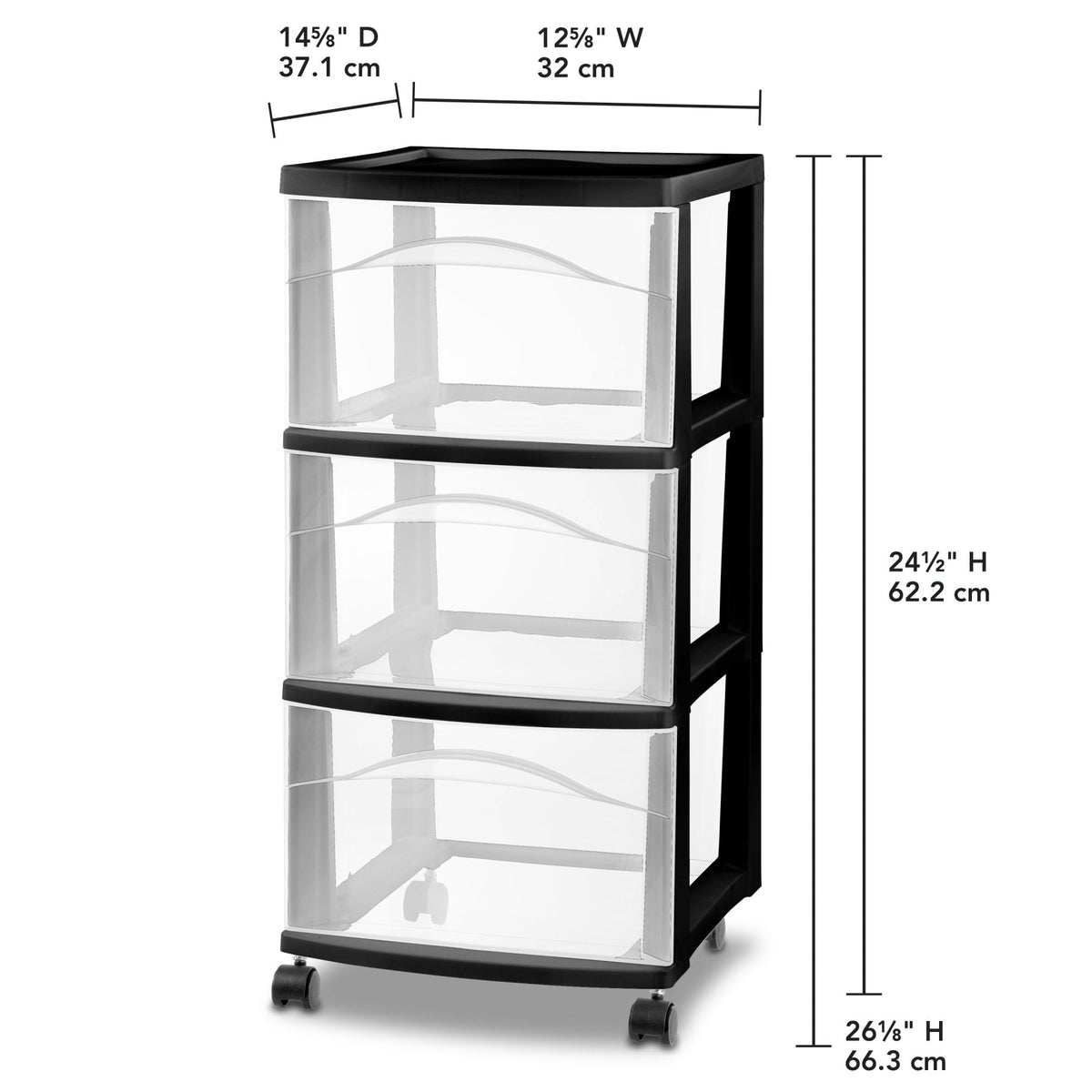 3-Drawer Cart with Wheels, 2-Pack M694309