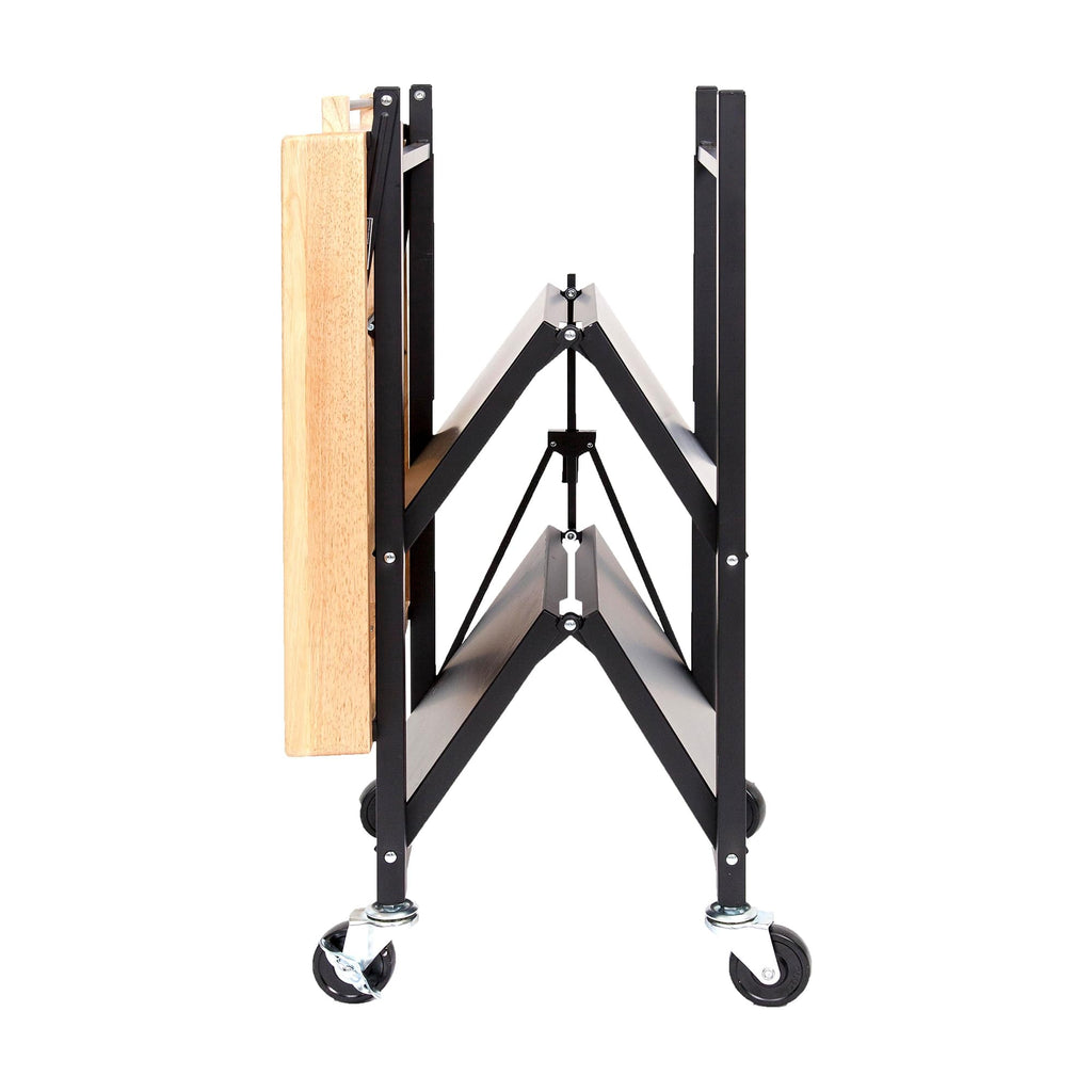 Black 3-Tier Folding Kitchen Cart with Wheels T76151