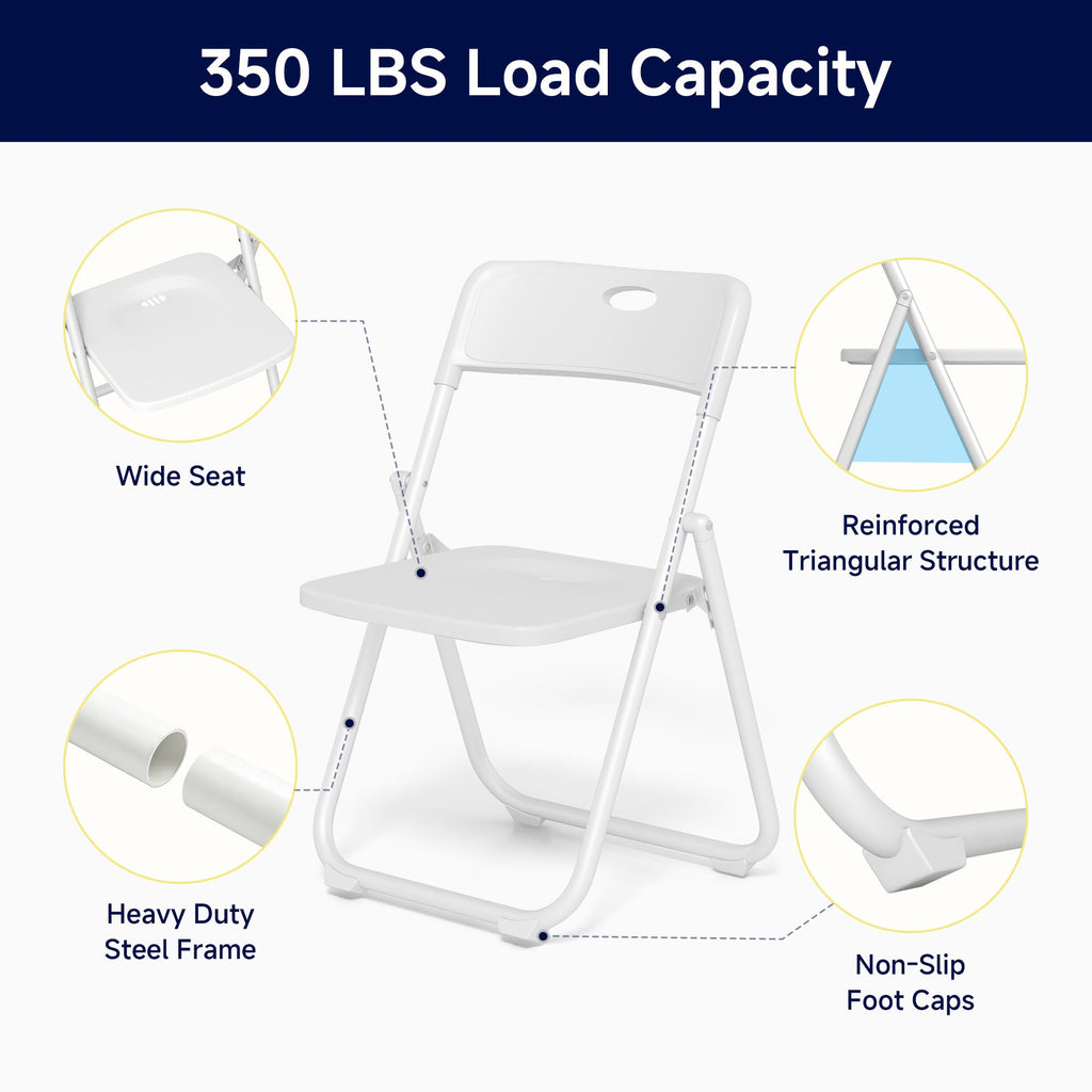 White Plastic Folding Chairs, 10 Pack O88206