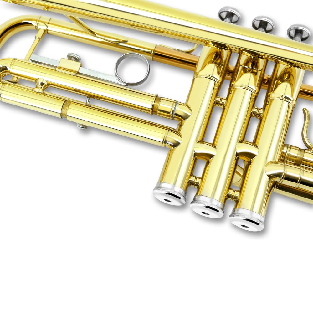 Standard Trumpet Set with Carrying Hard Case, 7C Mouthpiece, Cleaning Cloth and Gloves V525