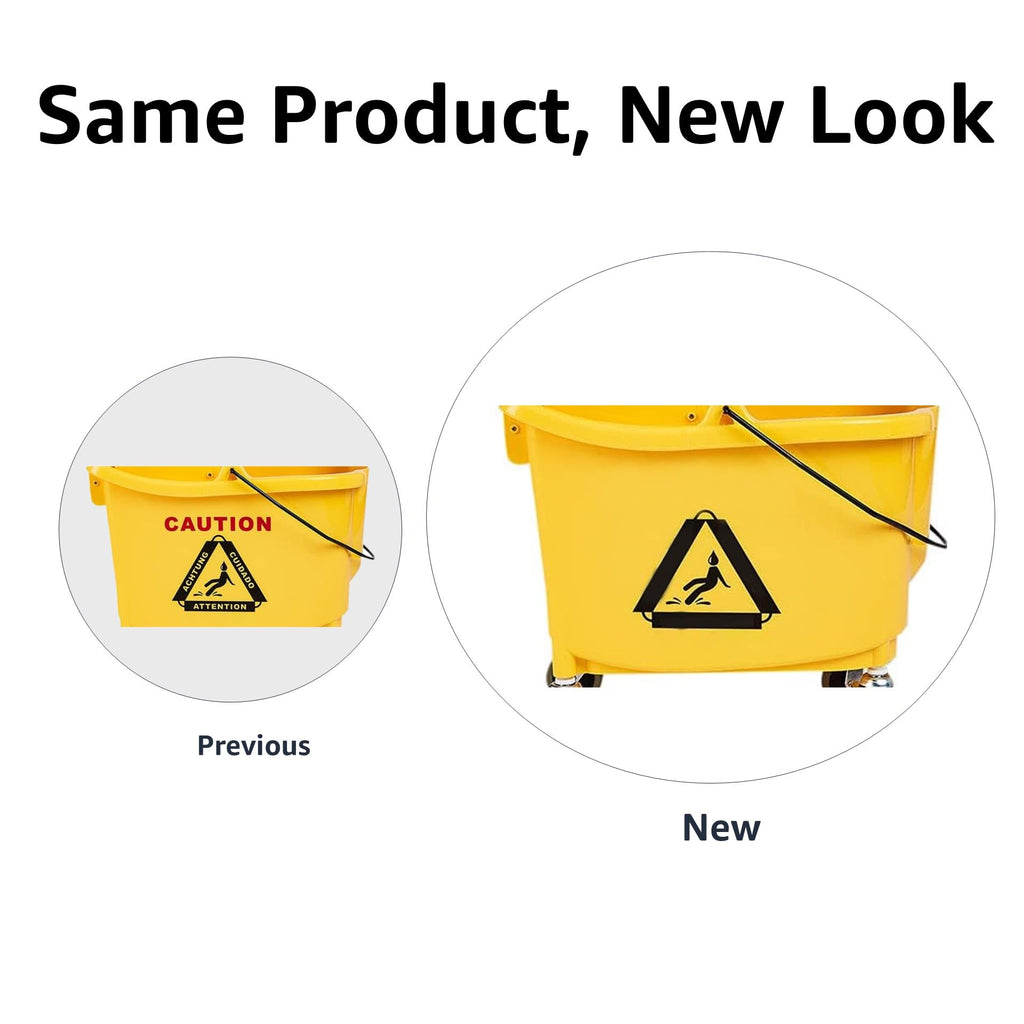 Rectangular Mop Bucket with Down Press Wringer Combo, 35-Quart, Yellow R48680