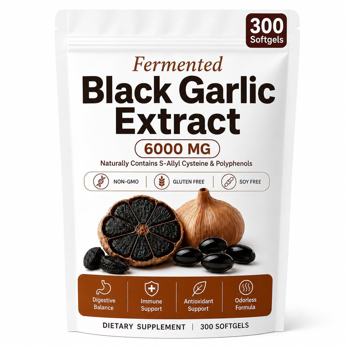 Black Garlic Extract Capsules 300 Softgels K867011