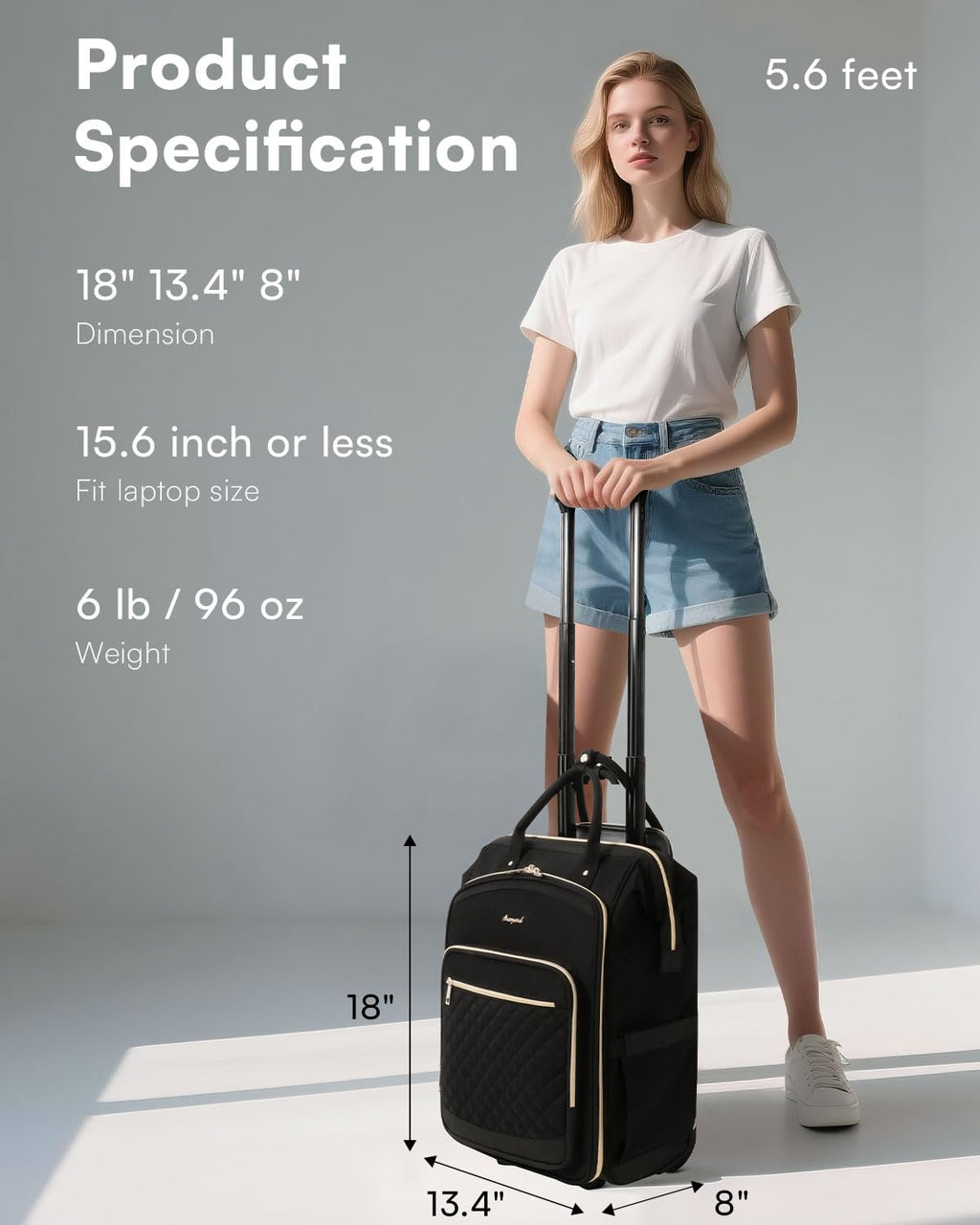 Black Rolling Backpack with Wheels G274326