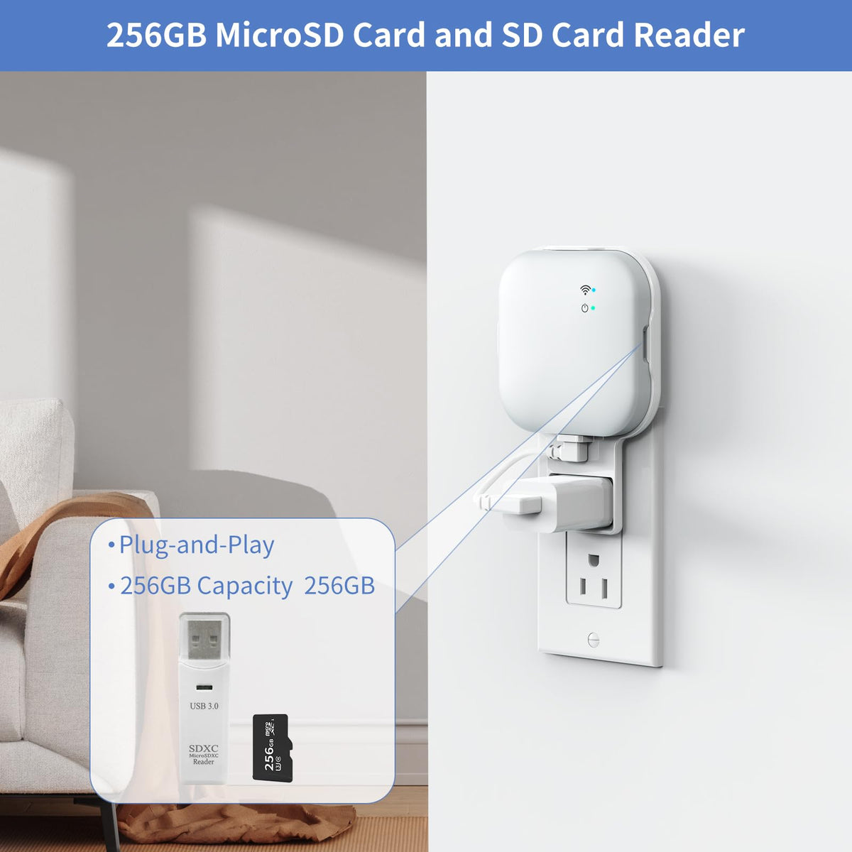 256GB MicroSD Card and Wall Mount with USB-C Cable V921