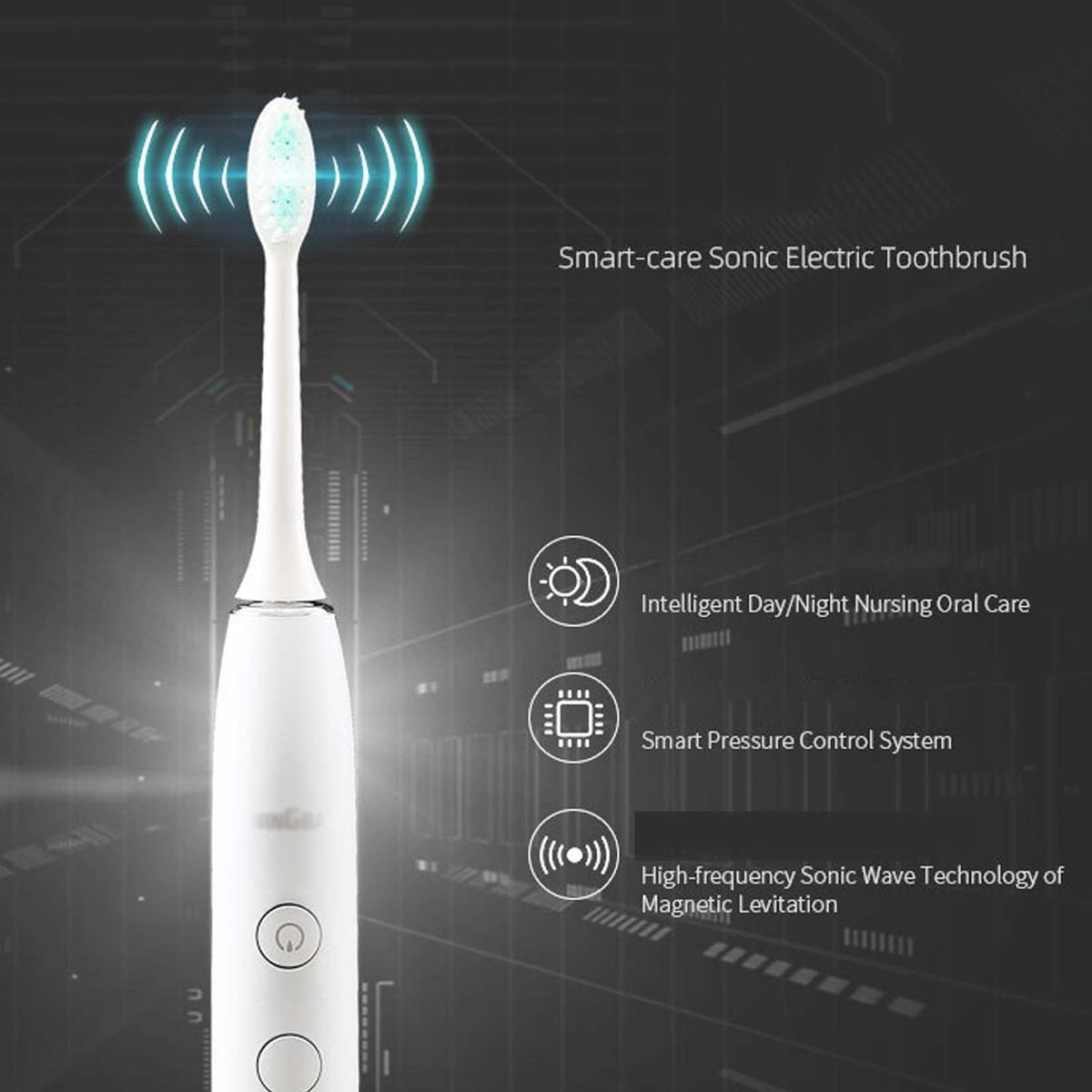 Sonic Electric Toothbrush, 5 Modes, 2-Minute Timer, 4 Brush Heads Y70700