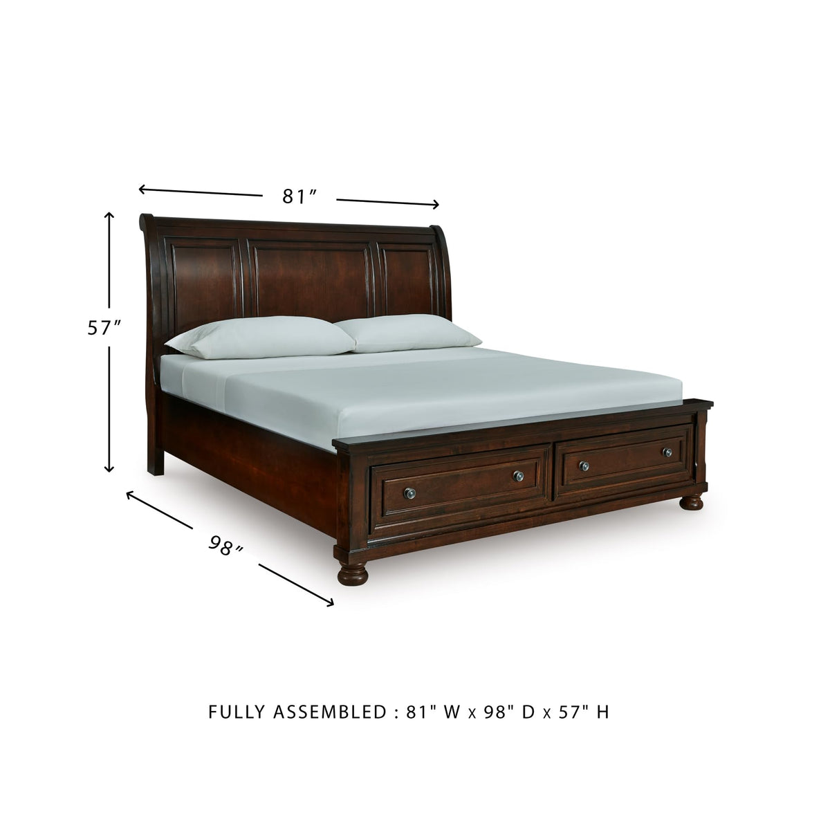 Cal King Sleigh Bed Frame with Storage D3330