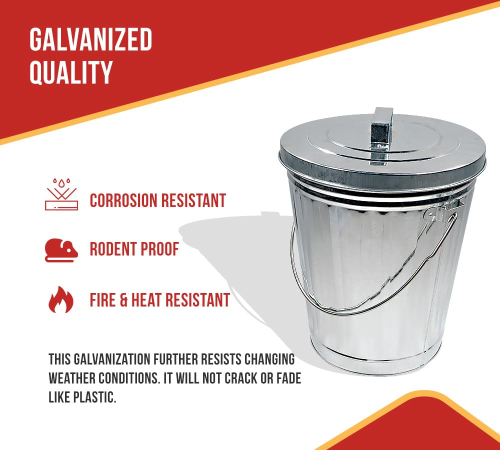 4 Gallon Galvanized Steel Trash Can with Lid C7715
