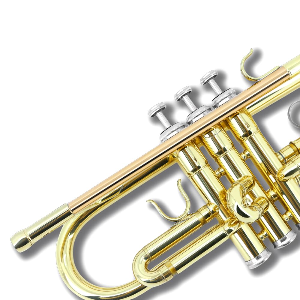 Standard Trumpet Set with Carrying Hard Case, 7C Mouthpiece, Cleaning Cloth and Gloves V525