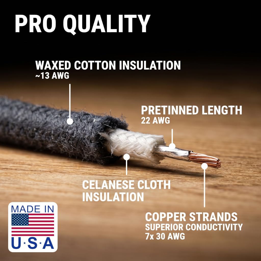 Cloth Wire for Electric Guitar, 22awg Pre-tinned Stranded Copper Wire W180