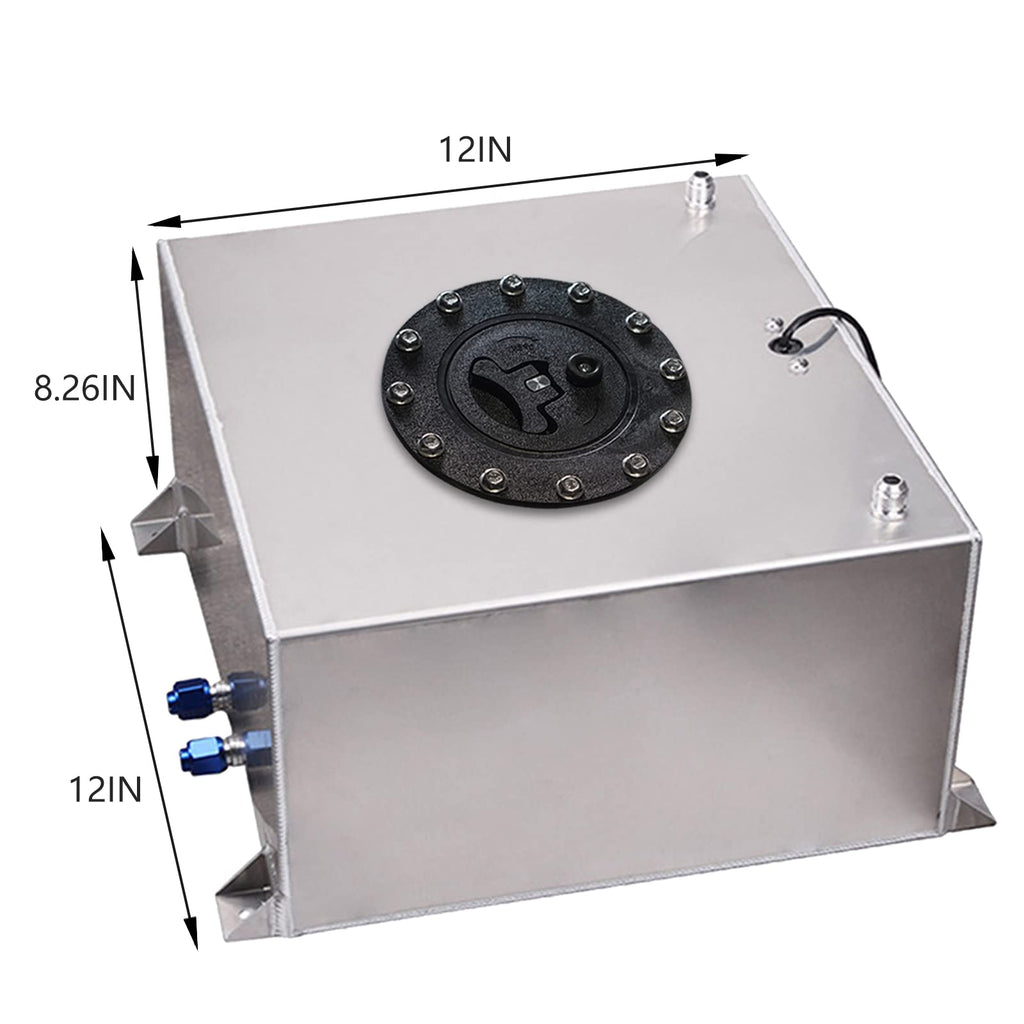 5 Gallon 20L Polished Aluminum Fuel Cell Tank with Cap and Level Sender L417