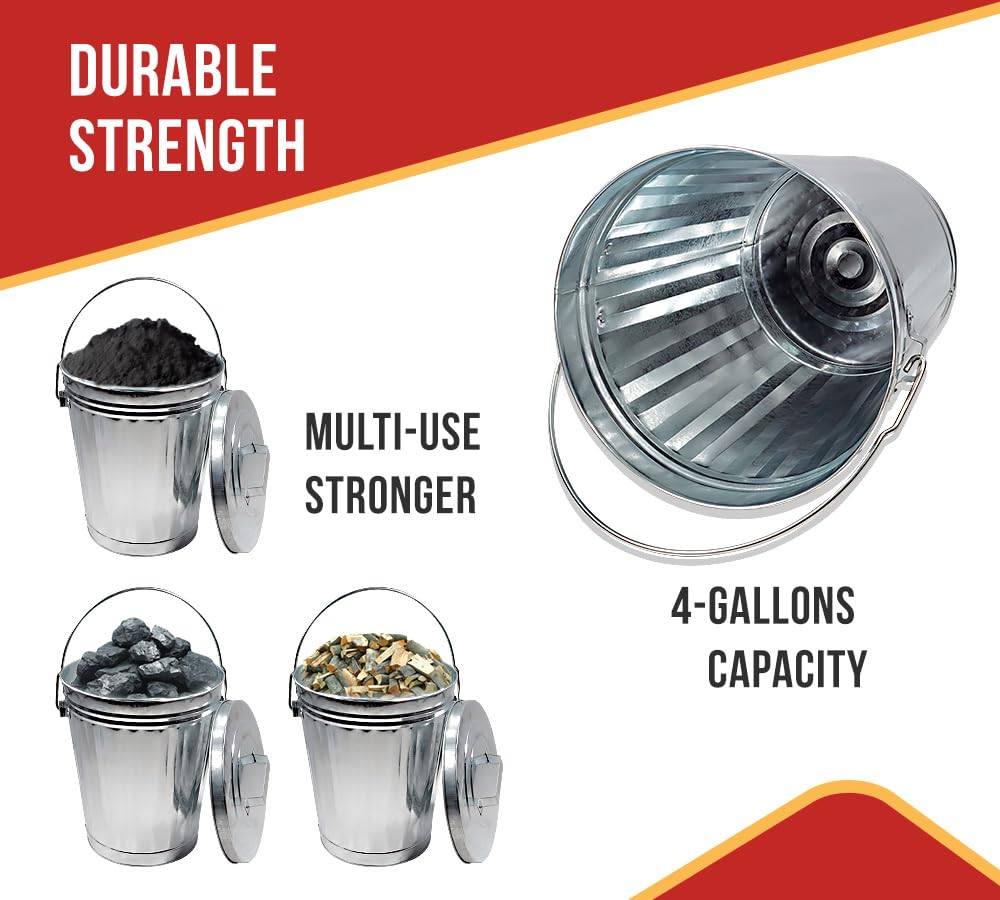 4 Gallon Galvanized Steel Trash Can with Lid C7715