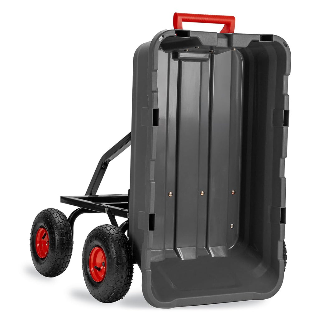 Heavy Duty 2-in-1 Convertible Handle Garden Dump Cart 800-Pound 10" Pneumatic Tires T26789