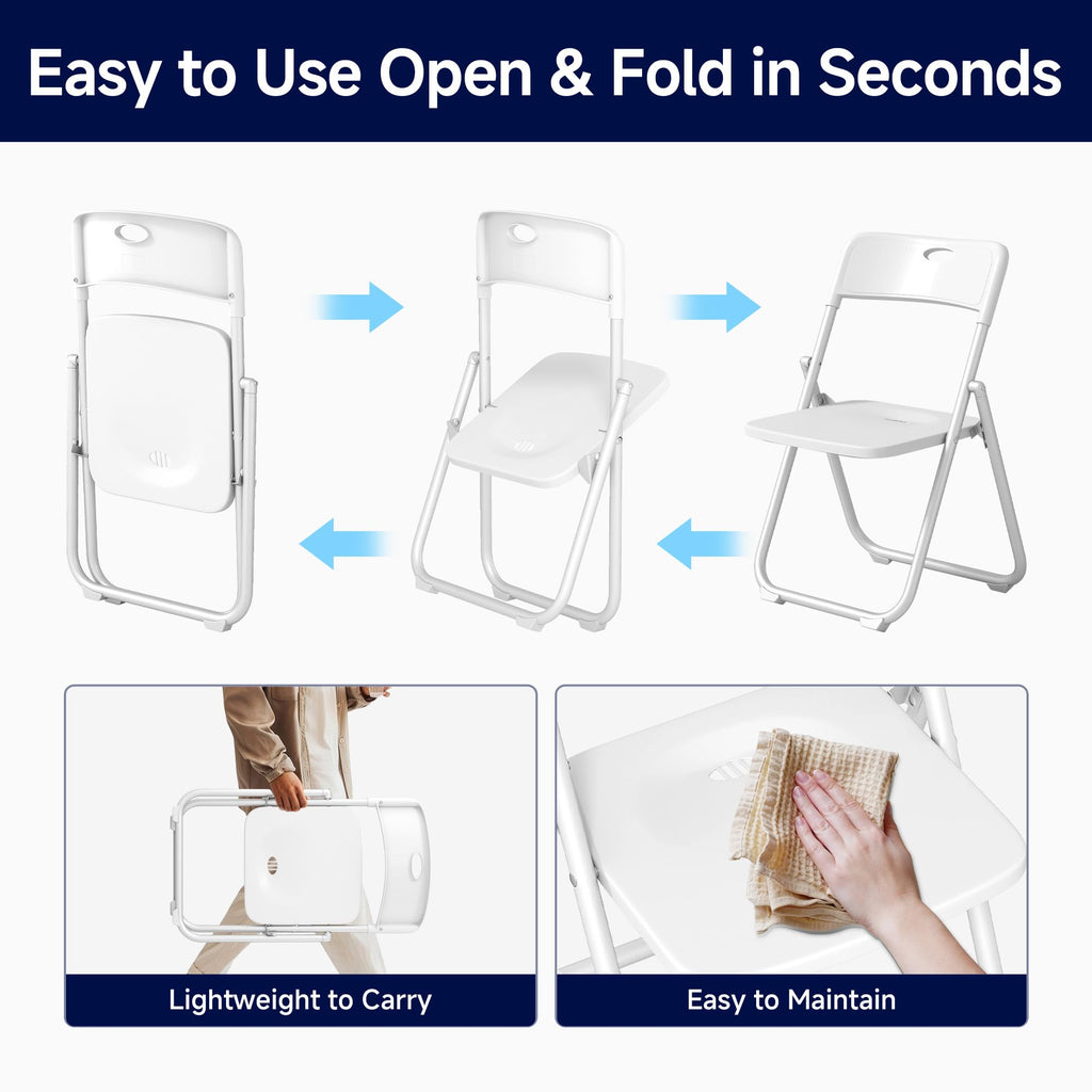 White Plastic Folding Chairs, 10 Pack O88206