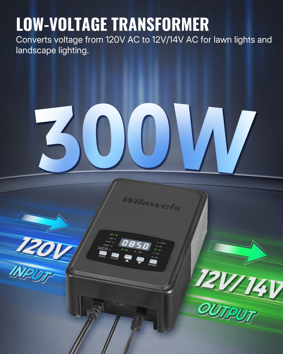 300W Low Voltage Landscape Transformer with Timer and Photocell Sensor Y181531