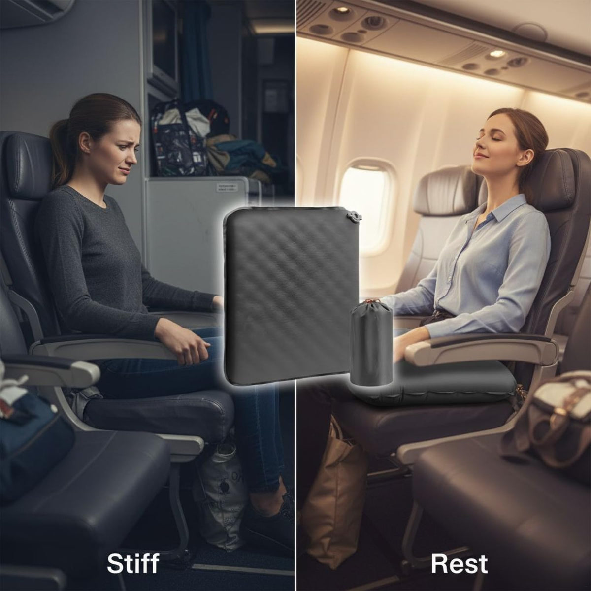 2 Pcs Inflatable Nylon TPU Seat Cushion A7610