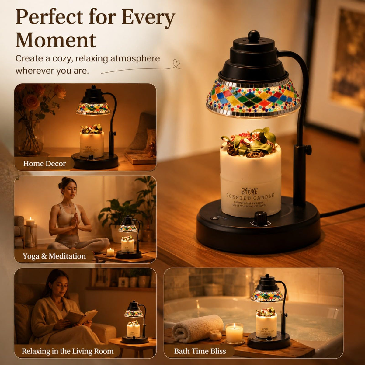 Black Candle Warmer Lamp with Timer & Dimmer R789