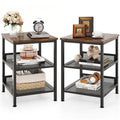 3-Tier End Table Set of 2 with Mesh Storage Shelves W116