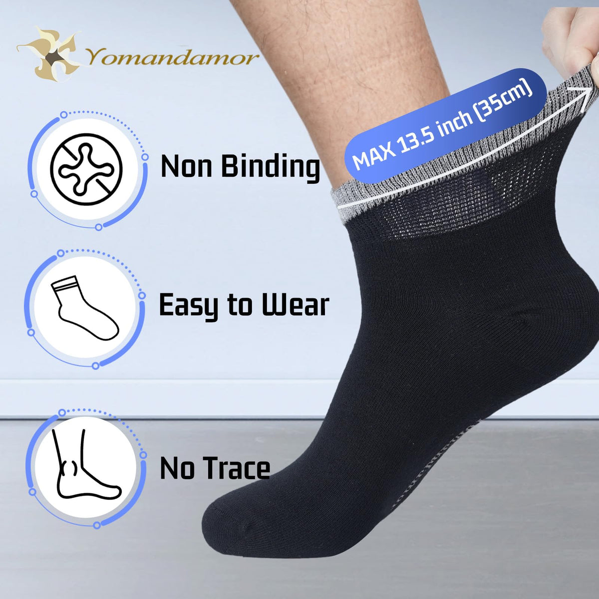 Men's Diabetic Ankle Socks with Seamless Toe, 6 Pairs L Size T7283