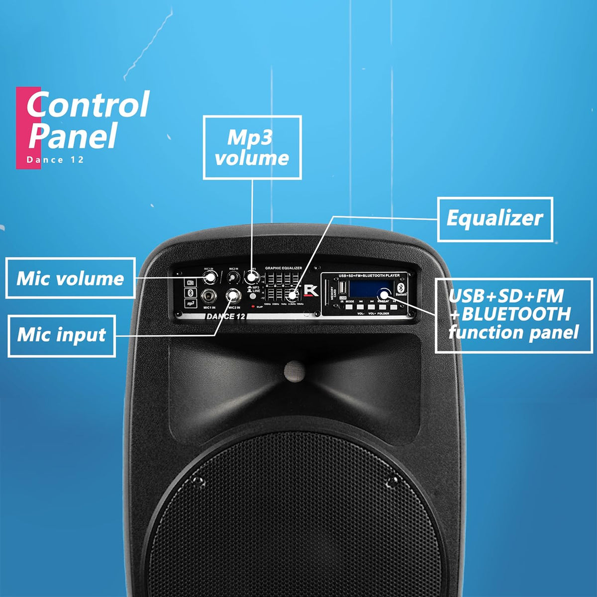 Portable 12-Inch 1000 Watts 2-Way Powered PA Speaker System E388854