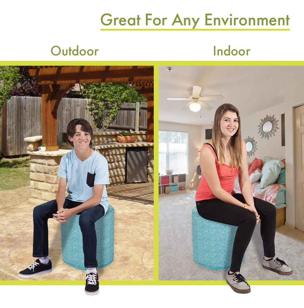 Teal Indoor/Outdoor Bean Bag Ottoman Pouf B7950