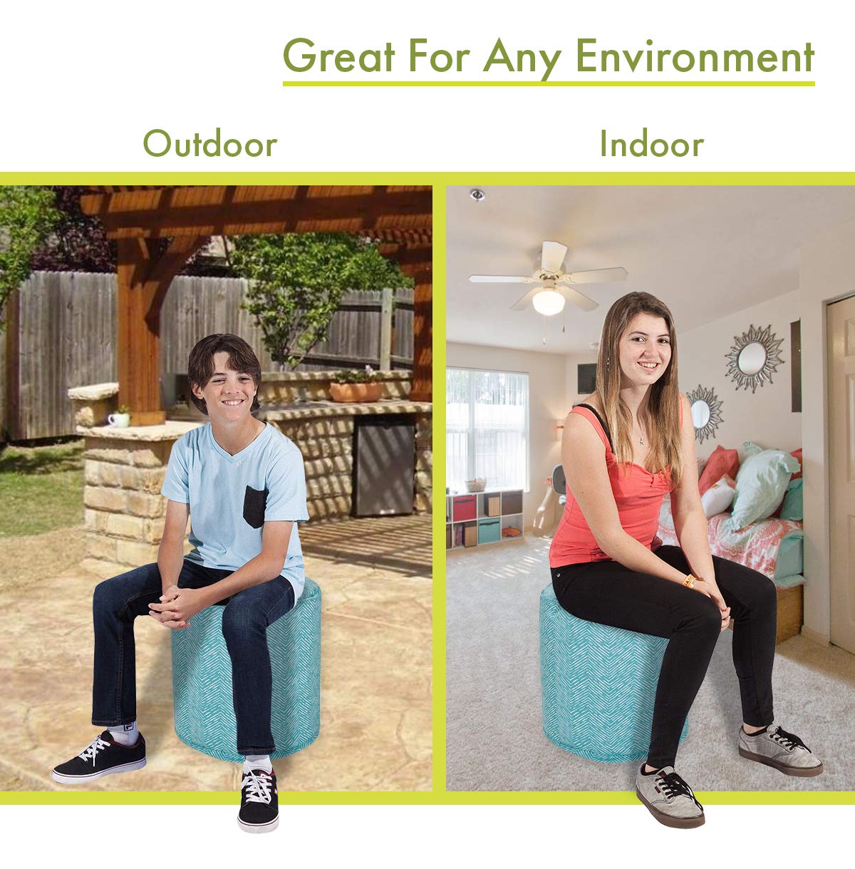 Teal Indoor/Outdoor Bean Bag Ottoman Pouf B7950