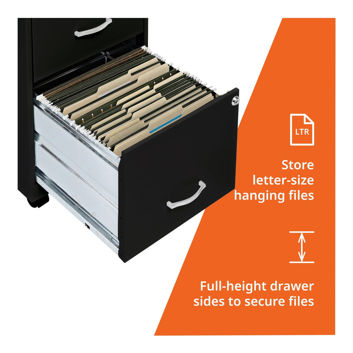 2-Drawer Mobile File Cabinet, Black W86645