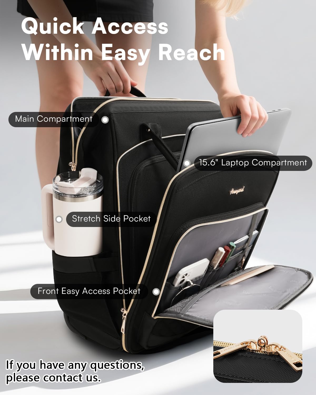 Black Rolling Backpack with Wheels G274326