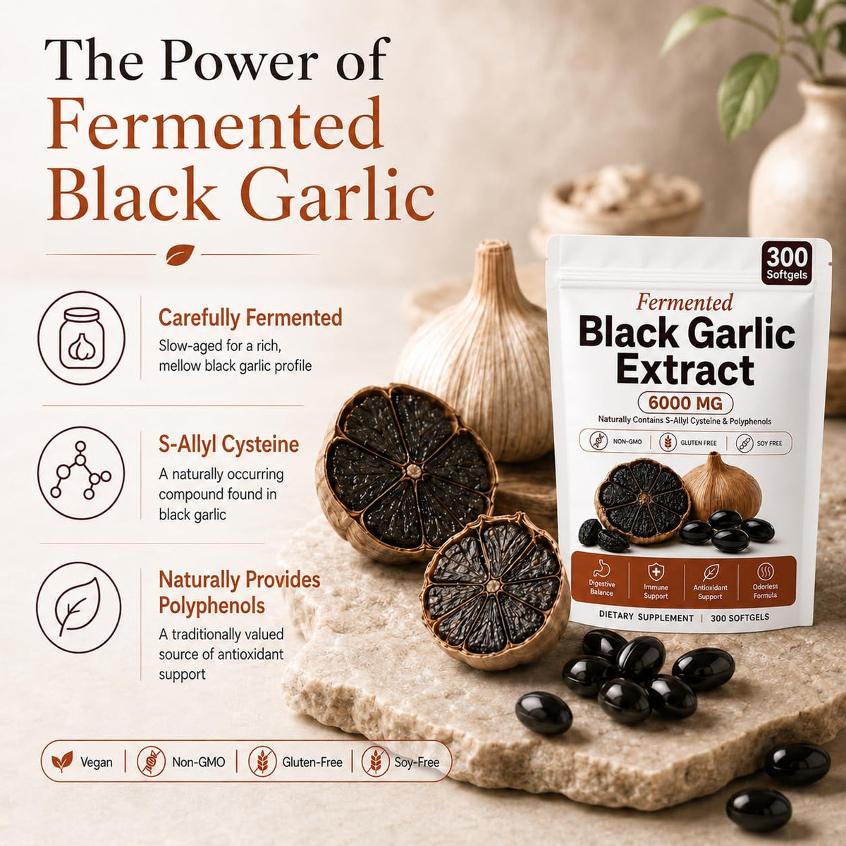 Black Garlic Extract Capsules 300 Softgels K867011