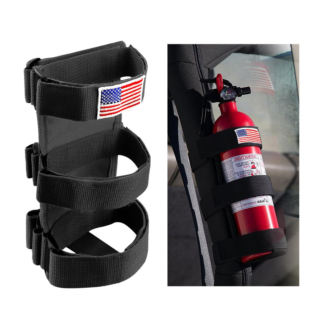 Adjustable Fire Extinguisher Holder with American Flag Pattern Strap H72884