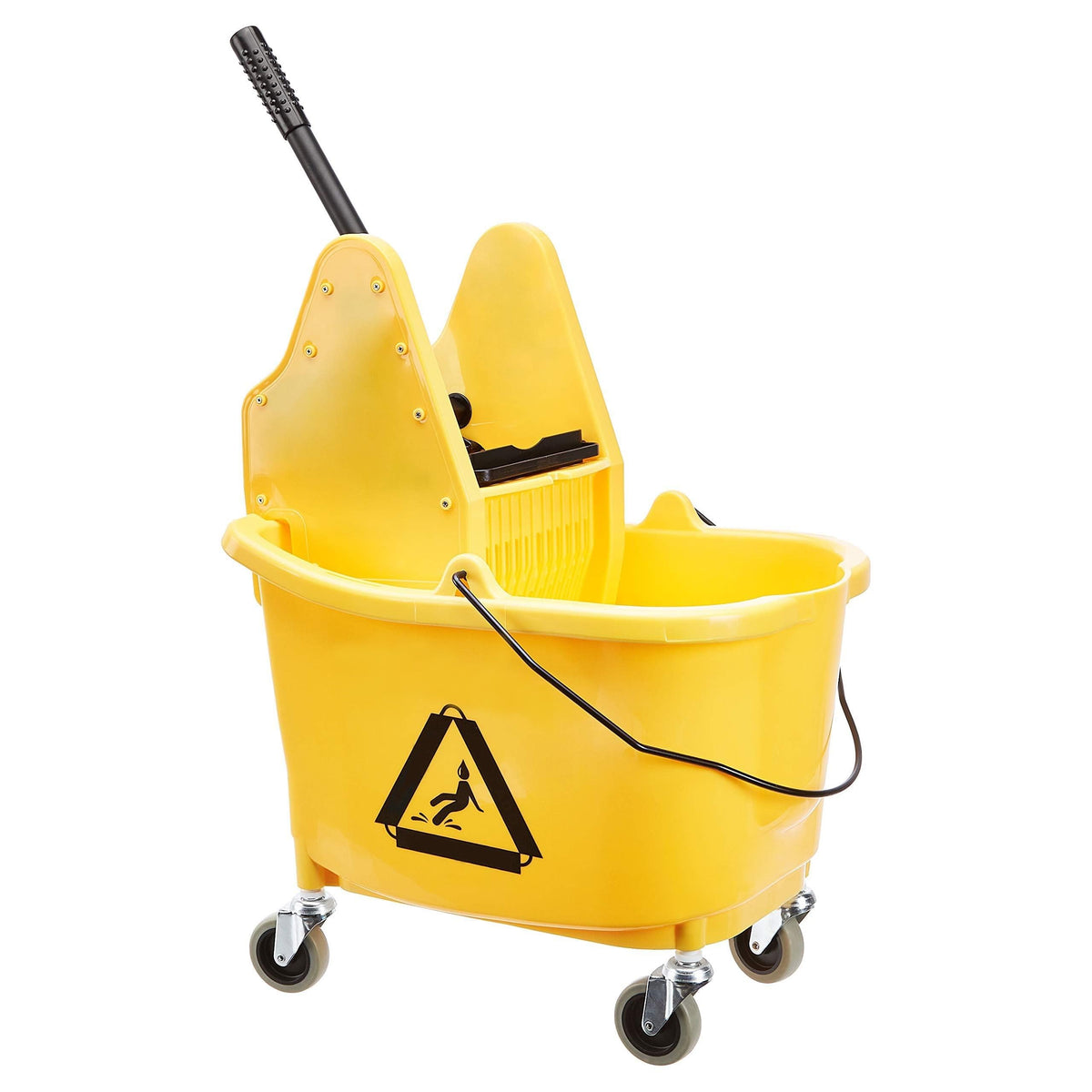 Rectangular Mop Bucket with Down Press Wringer Combo, 35-Quart, Yellow R48680