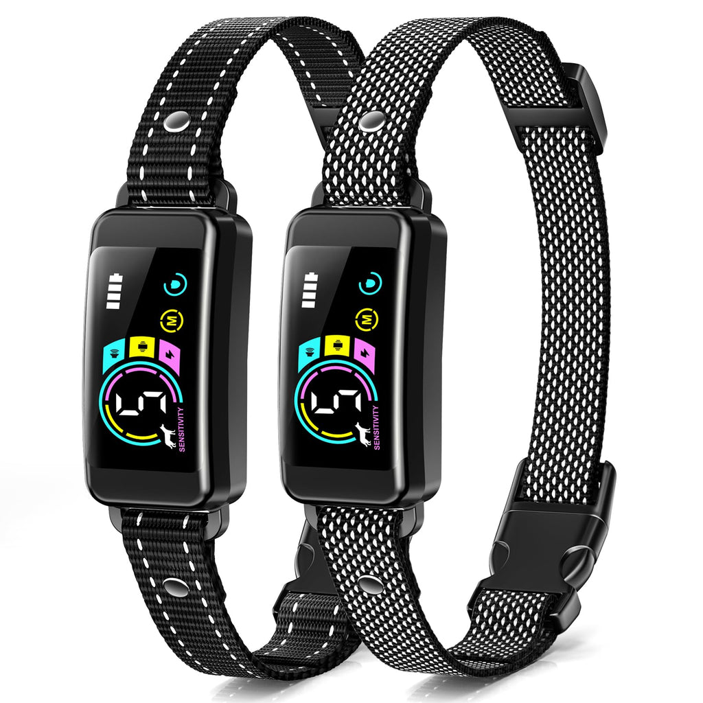 2 Pack Adjustable Bark Collar with Beep Vibration Shock O71027