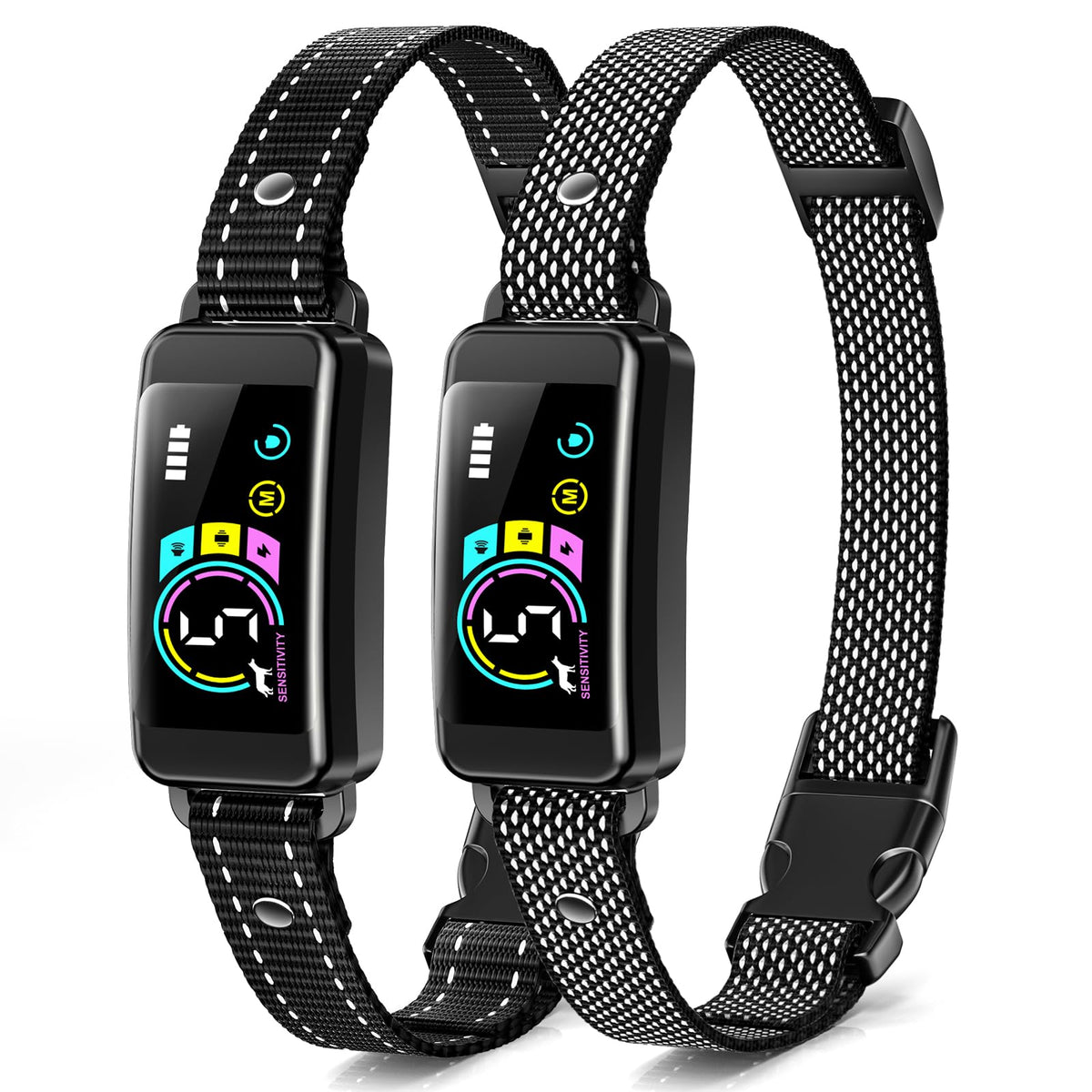 2 Pack Adjustable Bark Collar with Beep Vibration Shock O71027