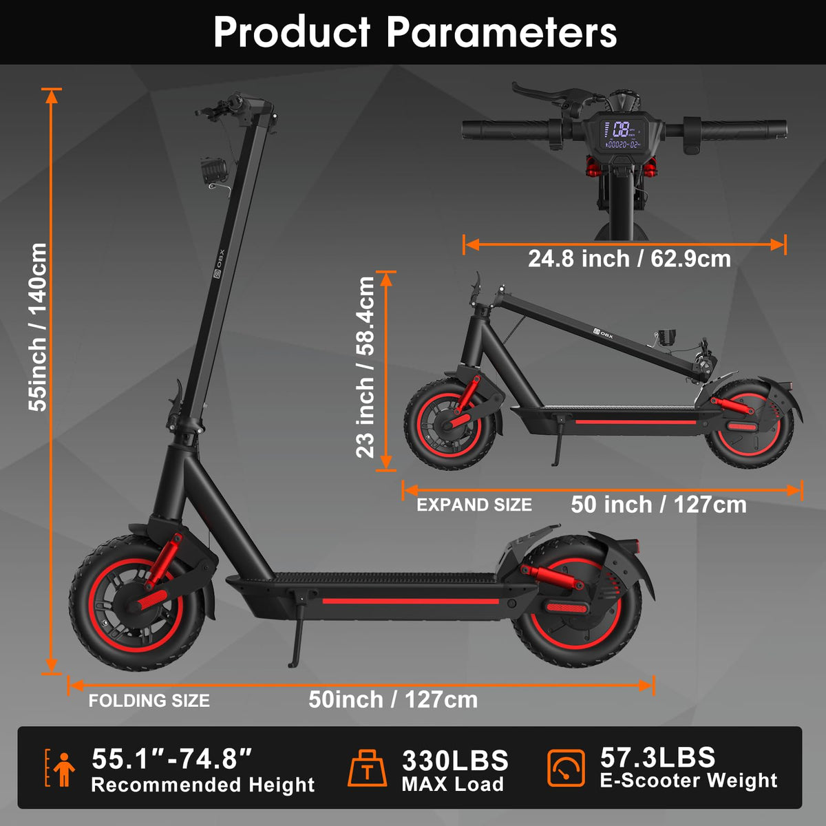 Electric Scooter for Adults, 1200W Motor, 30 MPH, 33 Miles Range, Foldable Q5882