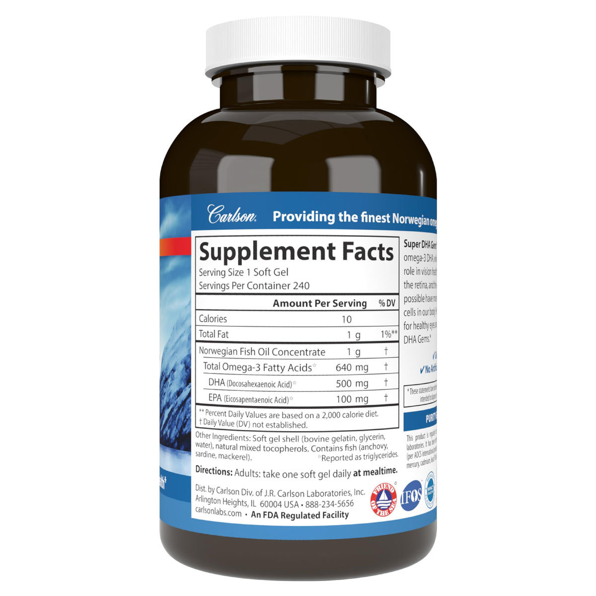 DHA Supplements 500 mg 240 Softgels B293